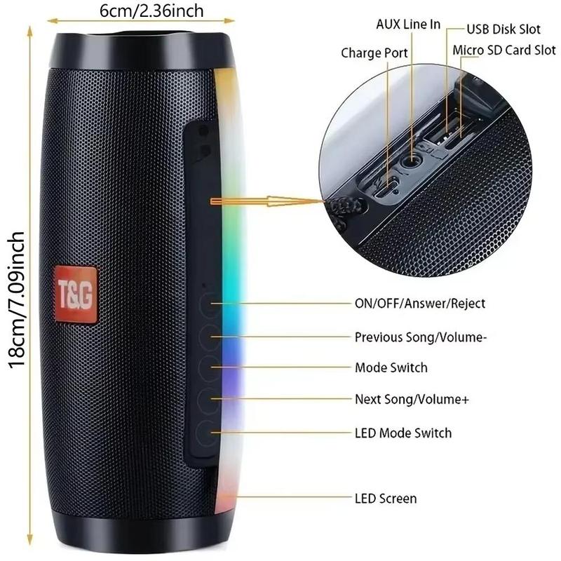 T&G Portable Wireless Speaker, 1 Count Rechargeable LED Light Speaker with Handle, Wireless Subwoofer Speaker for Outdoor Camping, Audio - 1
